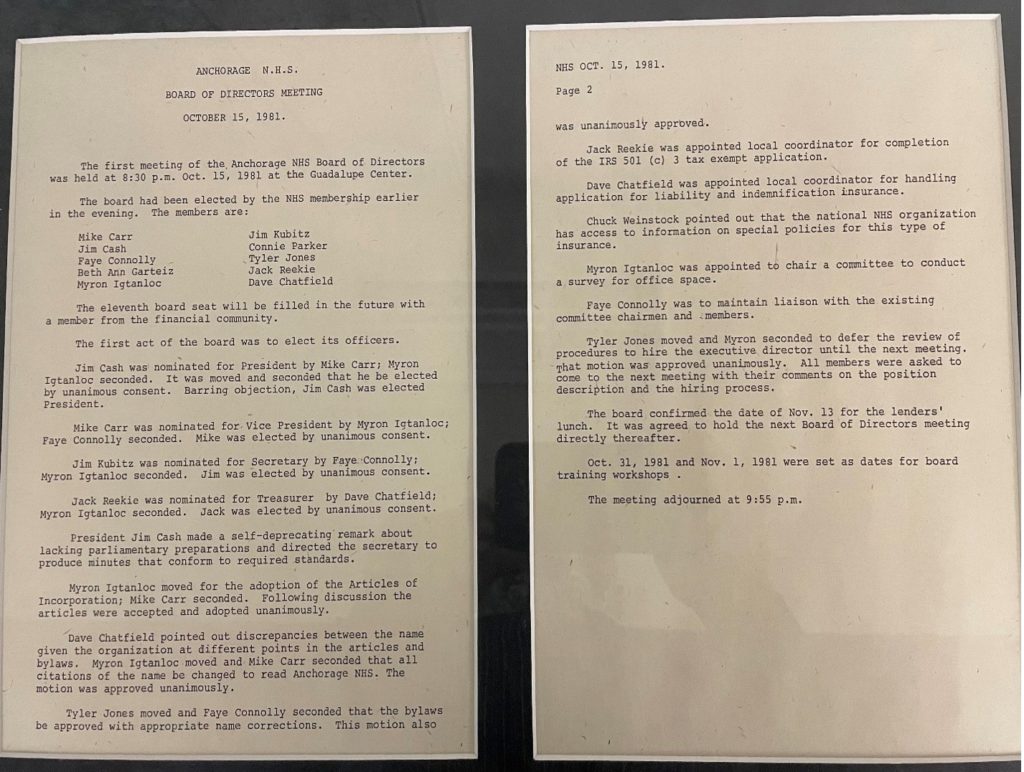 First NWAK board minutes from Oct. 15, 1981