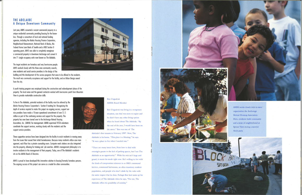 1998 annual report featuring the Adelaide Apartments