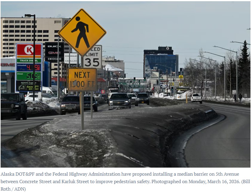 Anchorage Daily News photo of Anchorage highway median